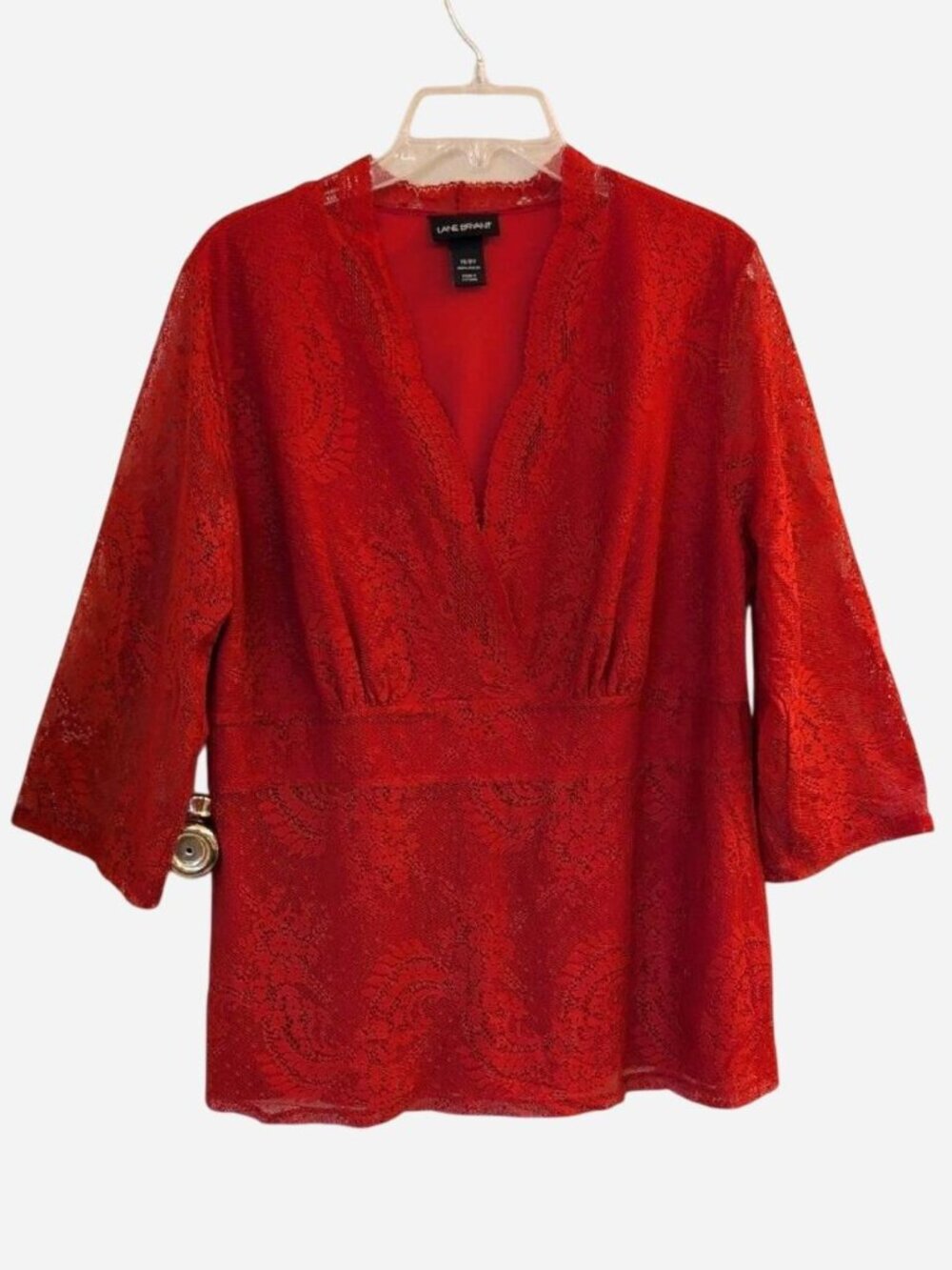 Lane Bryant Red Lace Surplice Babydoll Blouse Size 18/20